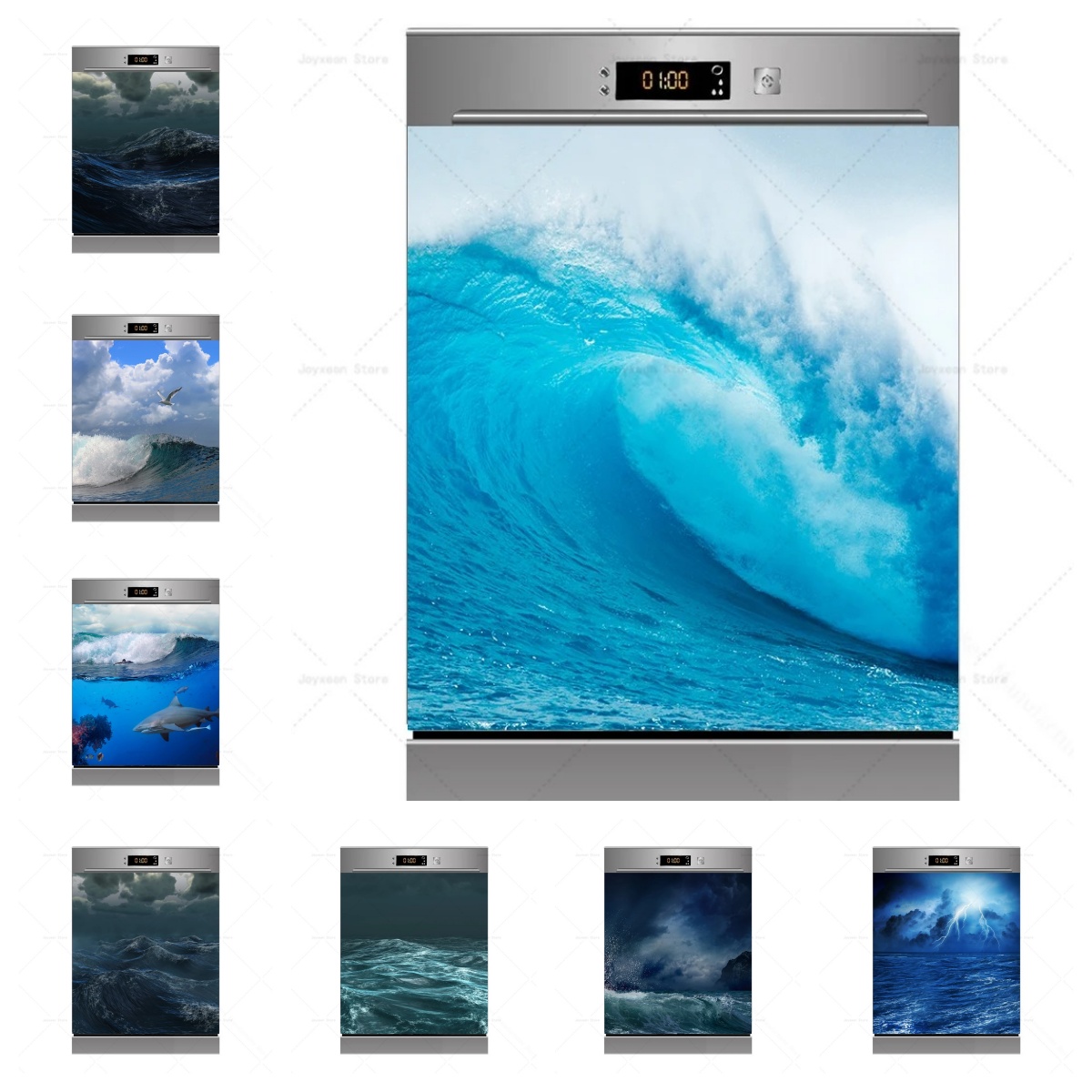 Commercial Kitchen Tiles - Ocean Wave Shark Dishwasher Stickers Waterproof
