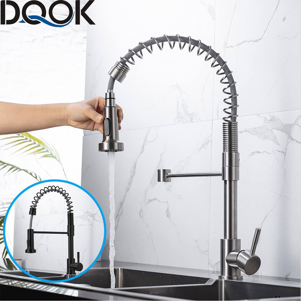 Commercial Kitchen Mixer Tap - DQOK Matte Black Kitchen Faucet Deck