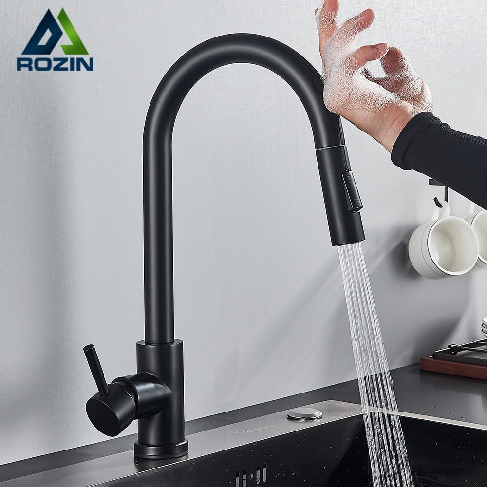 Commercial Kitchen Mixer Tap - Rozin Smart Touch Kitchen Faucet Black