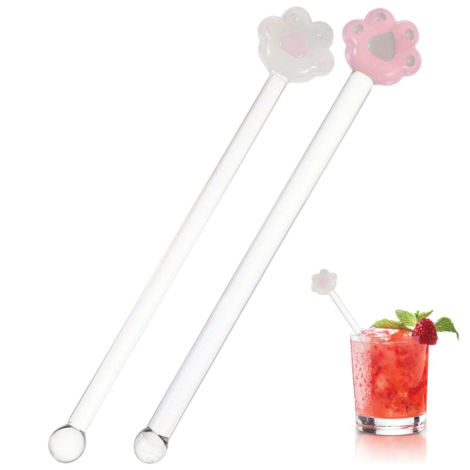 Bar Blender Mixing - 2Pcs Cat Paw Stirring Sticks Glass