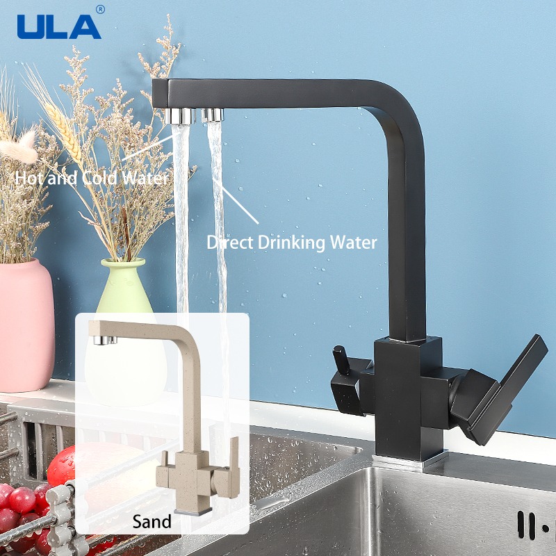 Commercial Kitchen Mixer Tap - ULA Black Filtered Kitchen Faucet 360