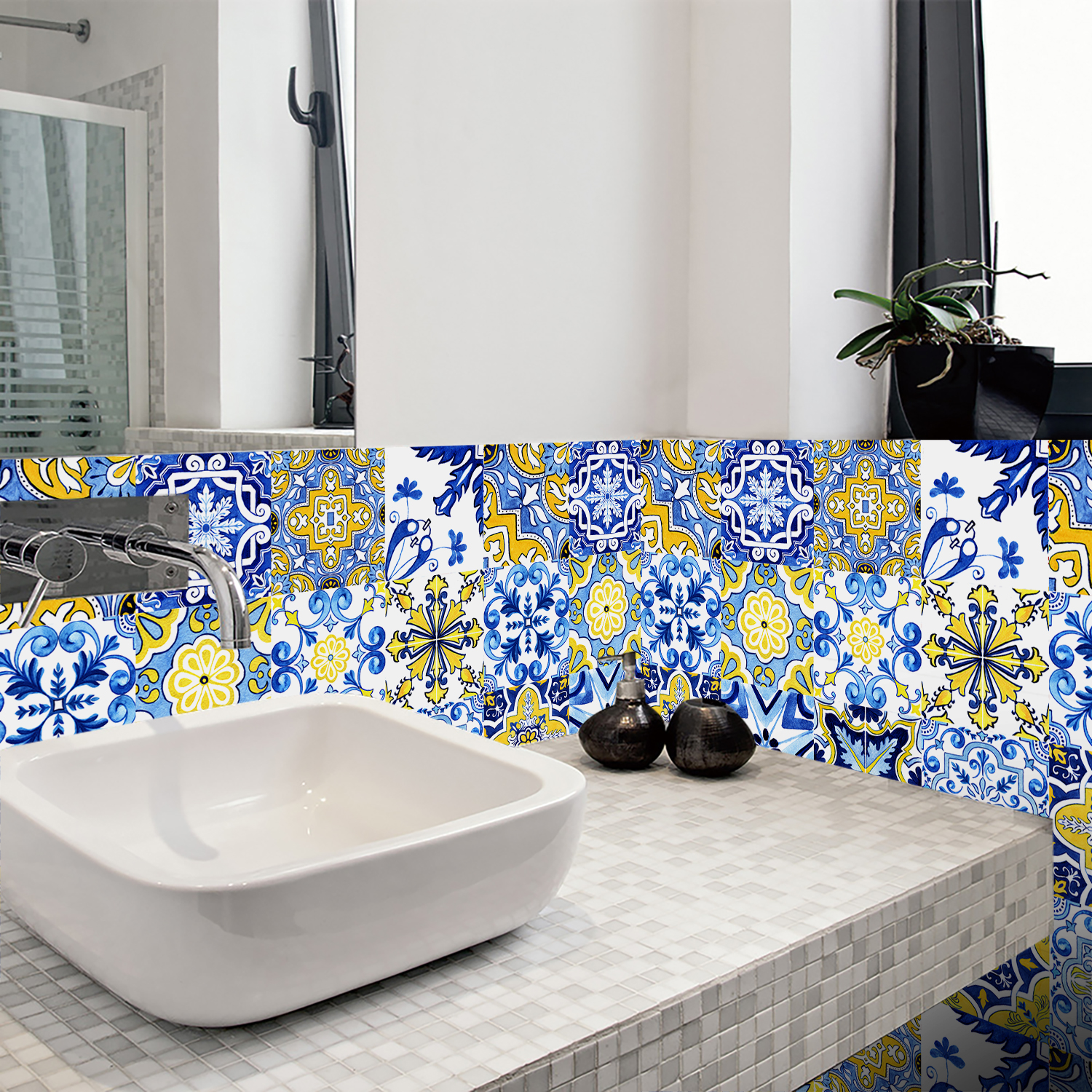16pcs Blue Yellow Vintage Flor – Commercial Kitchen Tiles recenzja i cena