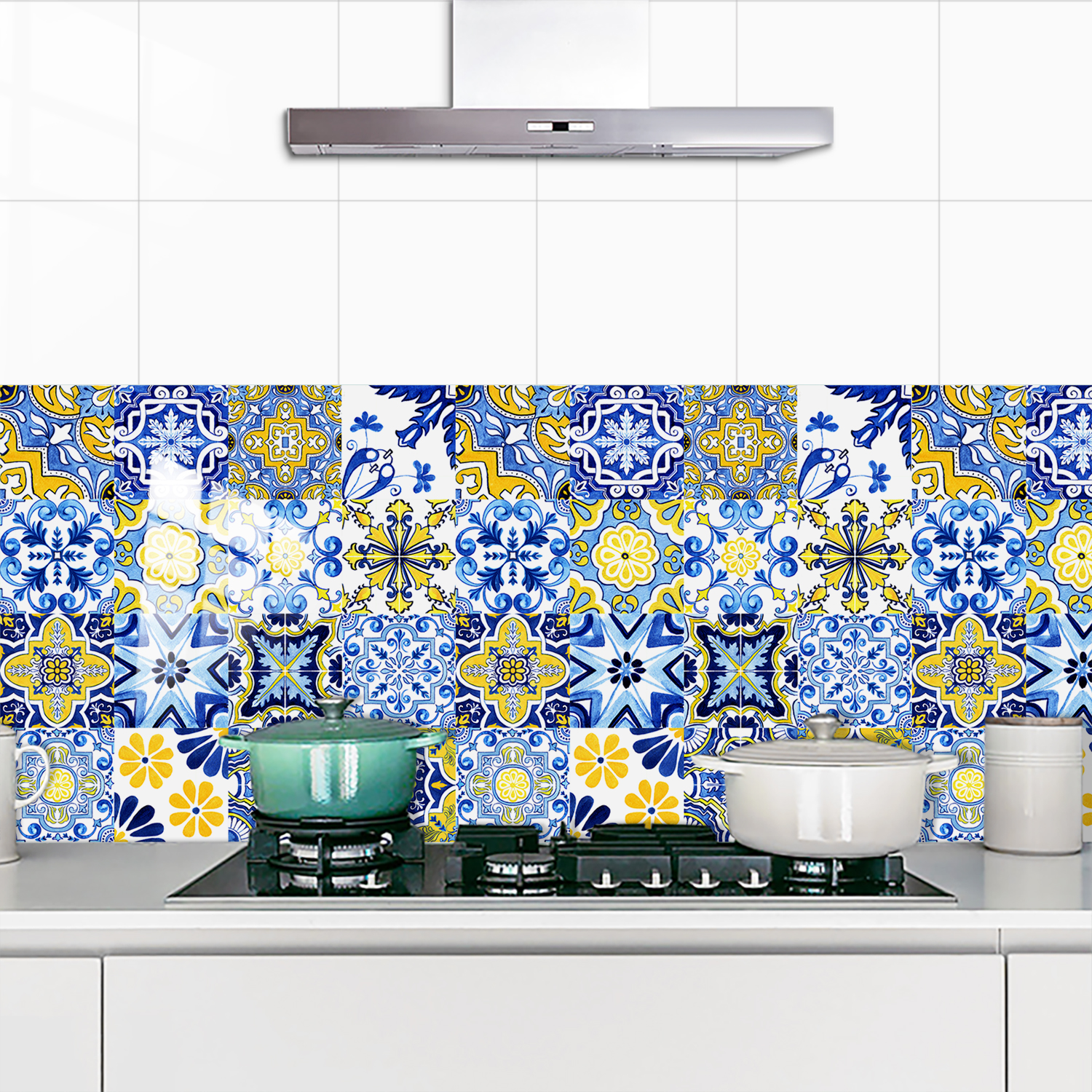 16pcs Blue Yellow Vintage Flor – Commercial Kitchen Tiles recenzja i cena