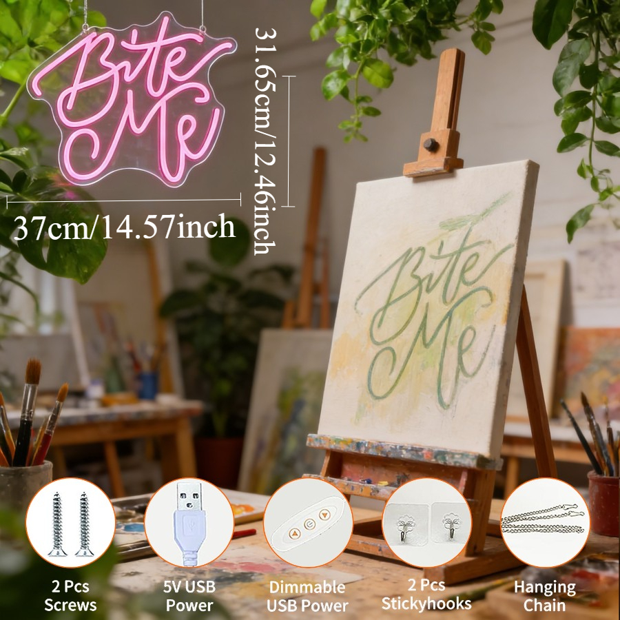 Bite Me Pink LED Neon Sign USB – Commercial Kitchen Ideas recenzja i cena