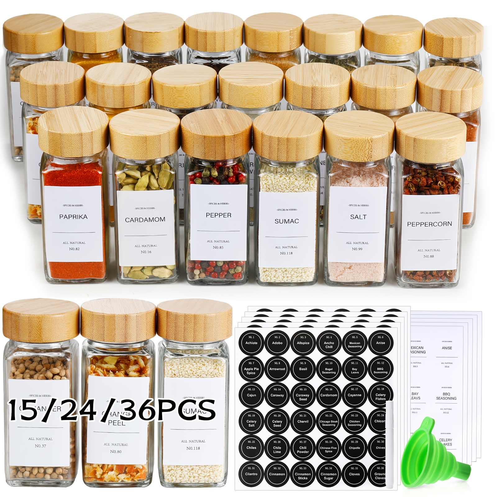 15/24/36pcs Spice Jars with La – Commercial Kitchen Ideas recenzja i cena