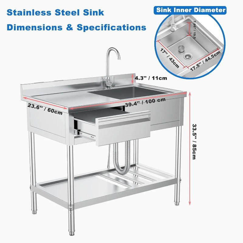 Stainless Steel Utility Sink w – Commercial Kitchen Plumbing recenzja i cena